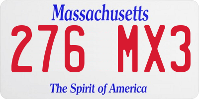 MA license plate 276MX3