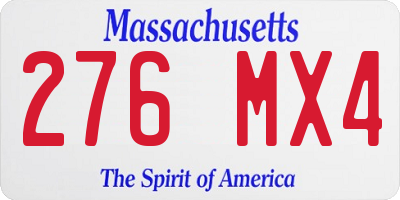 MA license plate 276MX4