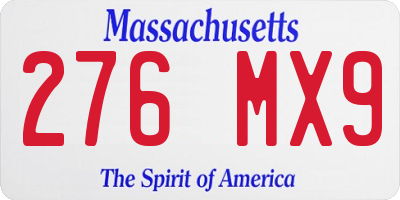 MA license plate 276MX9