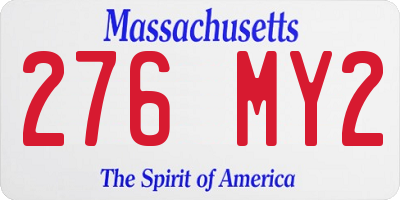 MA license plate 276MY2
