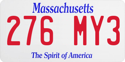 MA license plate 276MY3