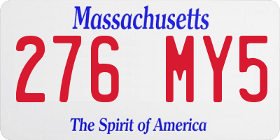 MA license plate 276MY5