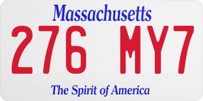 MA license plate 276MY7