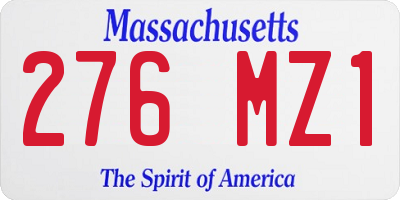 MA license plate 276MZ1