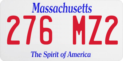 MA license plate 276MZ2