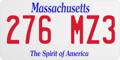 MA license plate 276MZ3