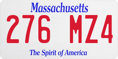 MA license plate 276MZ4