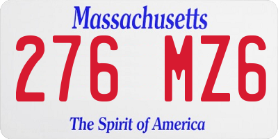 MA license plate 276MZ6