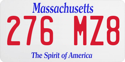 MA license plate 276MZ8