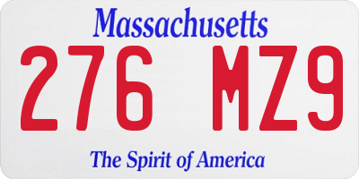 MA license plate 276MZ9