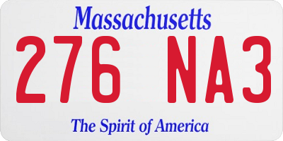 MA license plate 276NA3