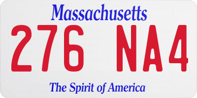 MA license plate 276NA4