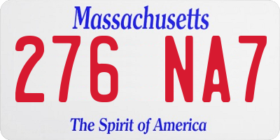 MA license plate 276NA7