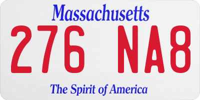 MA license plate 276NA8