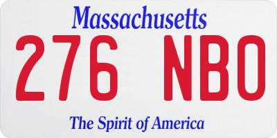 MA license plate 276NB0