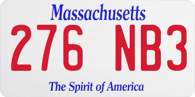 MA license plate 276NB3