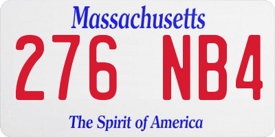 MA license plate 276NB4