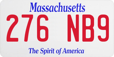 MA license plate 276NB9