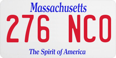 MA license plate 276NC0