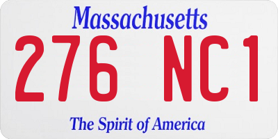 MA license plate 276NC1