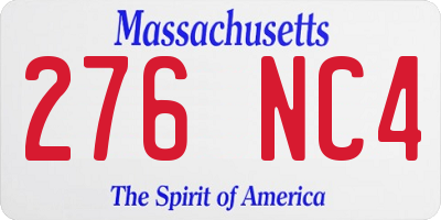 MA license plate 276NC4