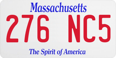 MA license plate 276NC5