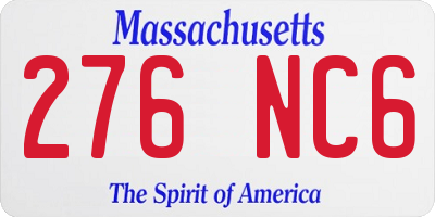 MA license plate 276NC6