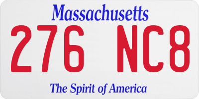MA license plate 276NC8