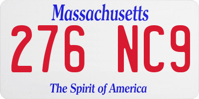 MA license plate 276NC9