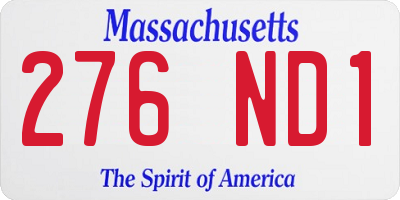 MA license plate 276ND1
