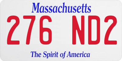MA license plate 276ND2
