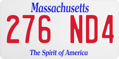MA license plate 276ND4