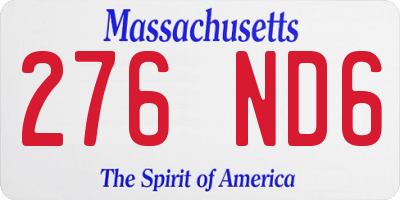 MA license plate 276ND6
