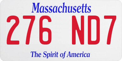 MA license plate 276ND7