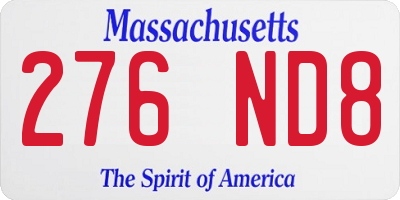 MA license plate 276ND8