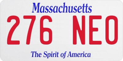 MA license plate 276NE0