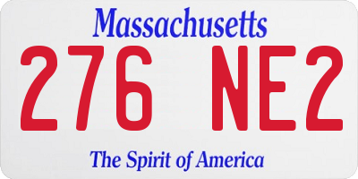 MA license plate 276NE2
