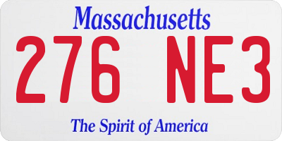 MA license plate 276NE3