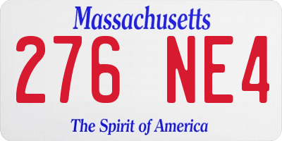 MA license plate 276NE4