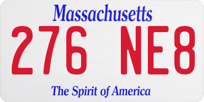 MA license plate 276NE8