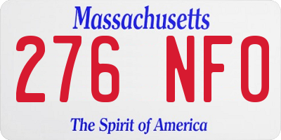 MA license plate 276NF0
