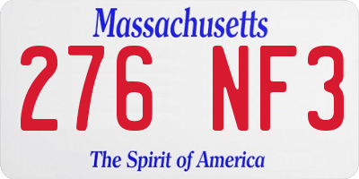 MA license plate 276NF3