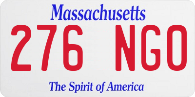 MA license plate 276NG0