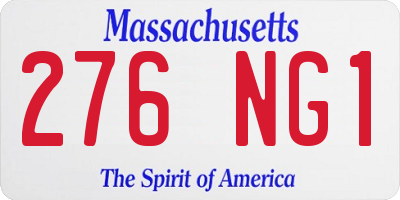 MA license plate 276NG1