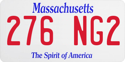 MA license plate 276NG2