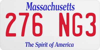 MA license plate 276NG3