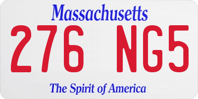 MA license plate 276NG5