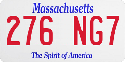 MA license plate 276NG7