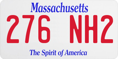 MA license plate 276NH2