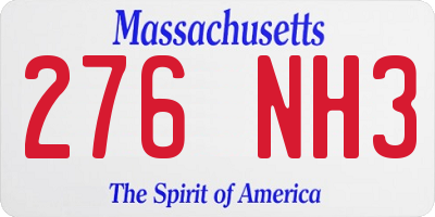 MA license plate 276NH3
